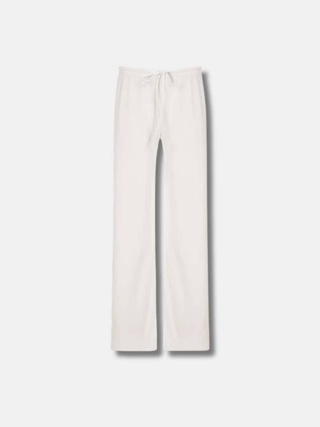 RIBBED DRAWSTRING WIDE LEG PANTS