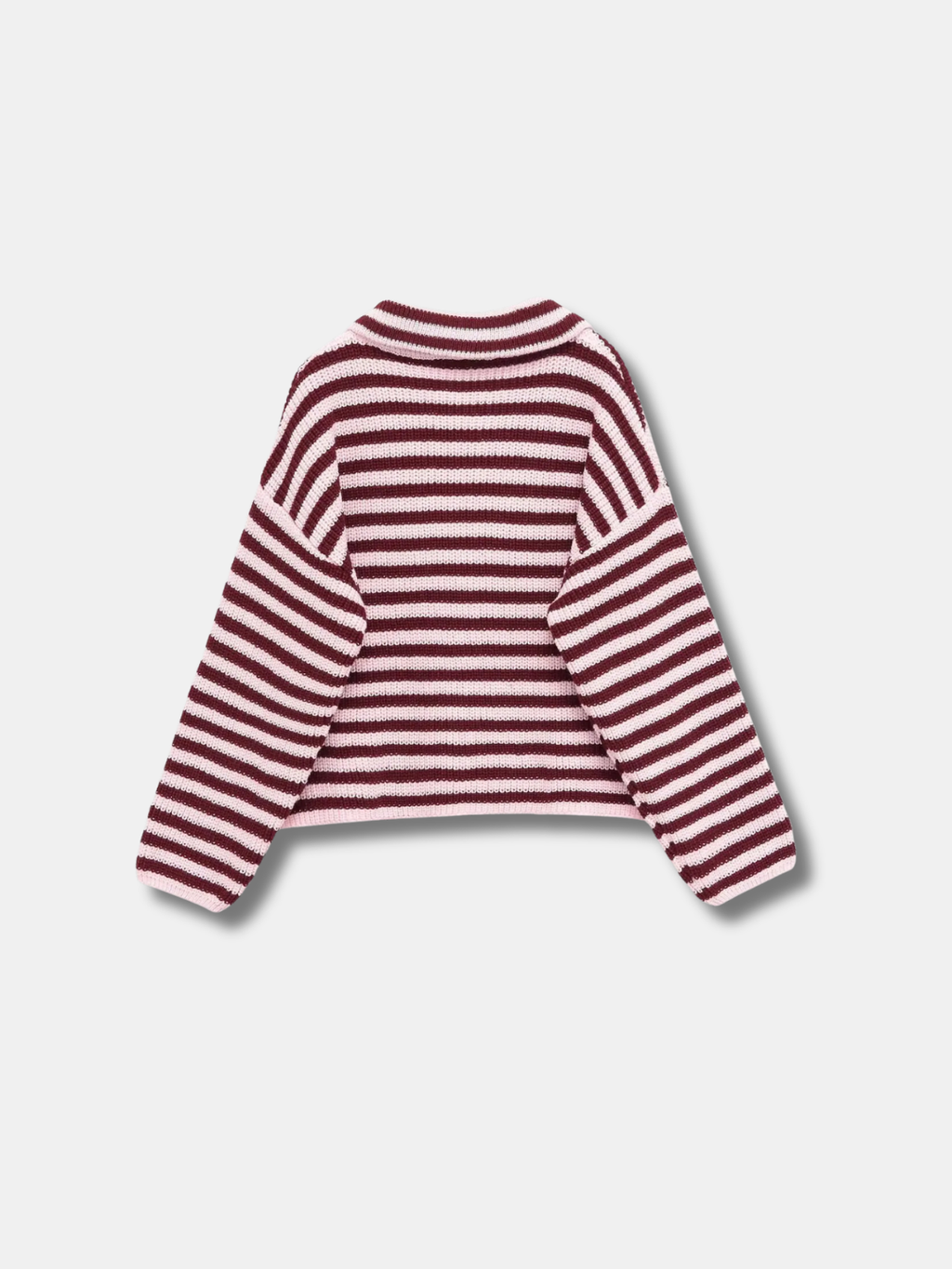 ELLA STRIPED ZIP-UP KNIT CARDIGAN