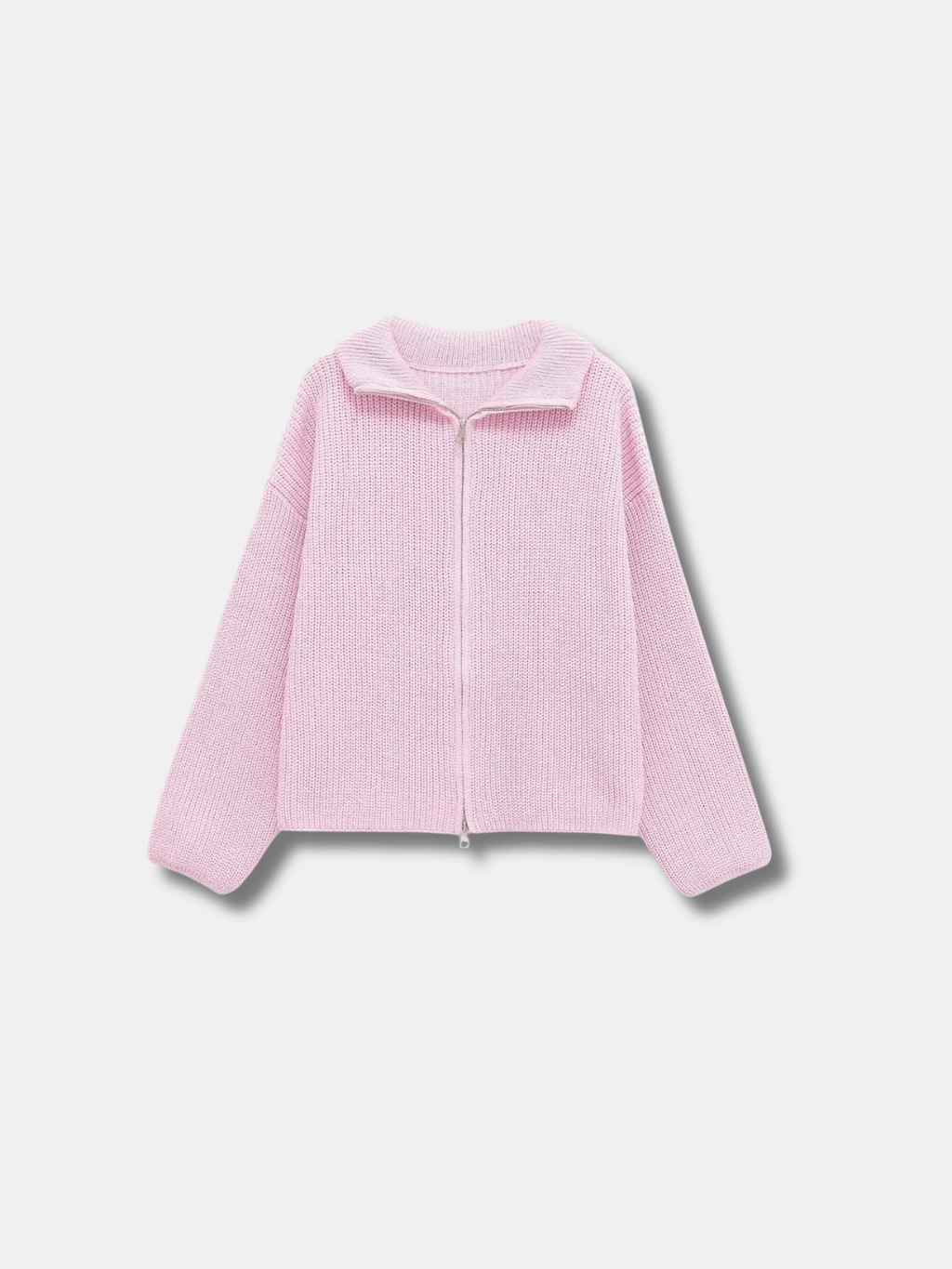ELLA STRIPED ZIP-UP KNIT CARDIGAN