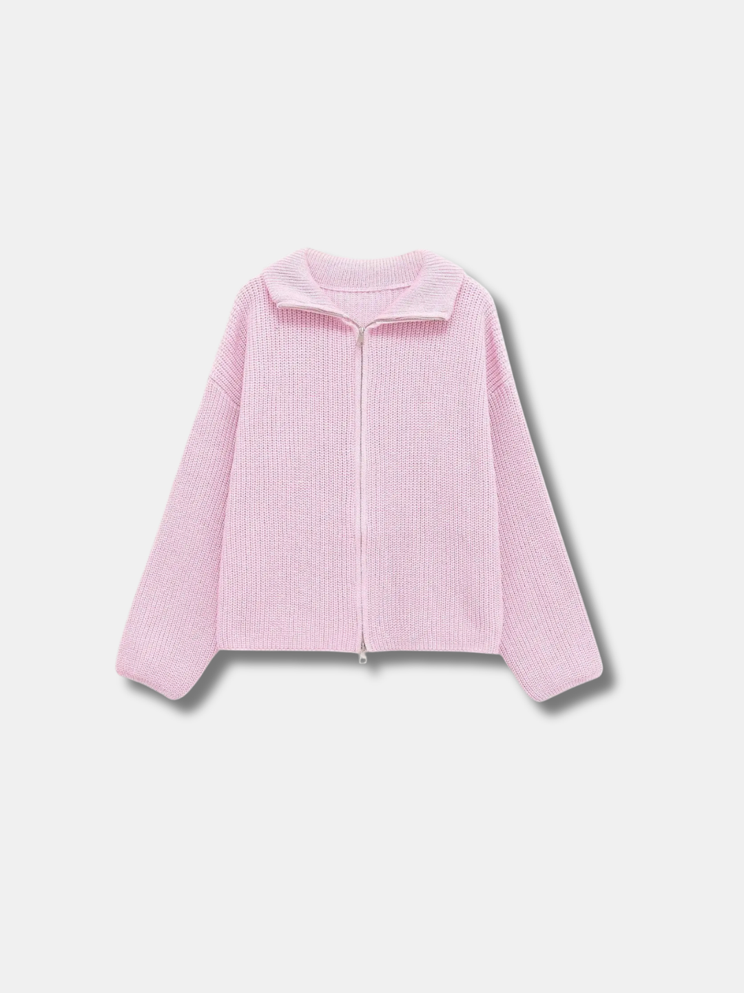 ELLA STRIPED ZIP-UP KNIT CARDIGAN