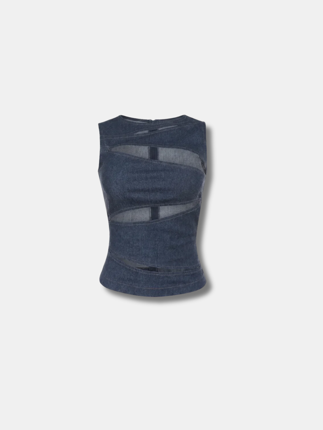 SPIRAL CUT-OUT DENIM TOP