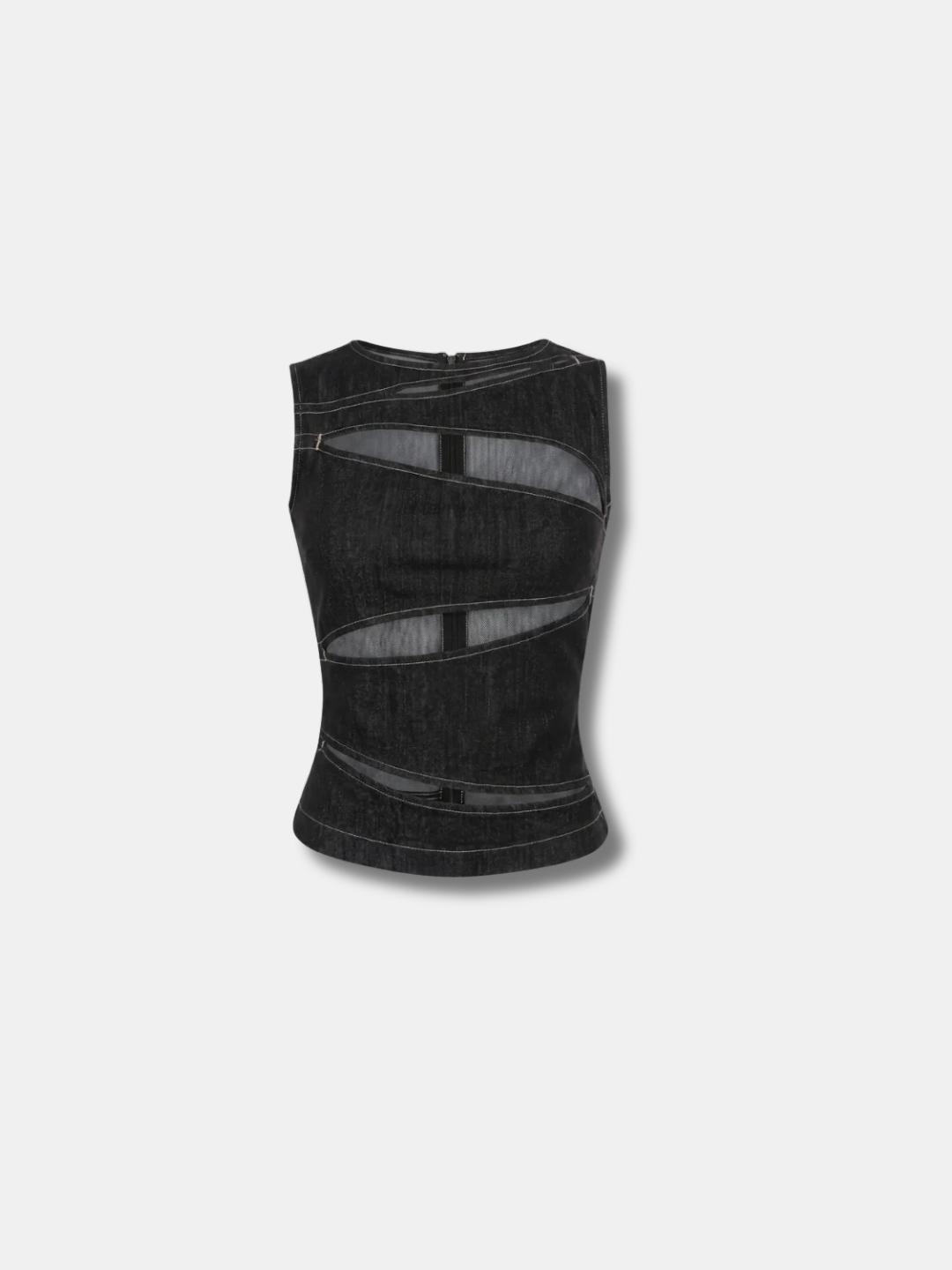 SPIRAL CUT-OUT DENIM TOP
