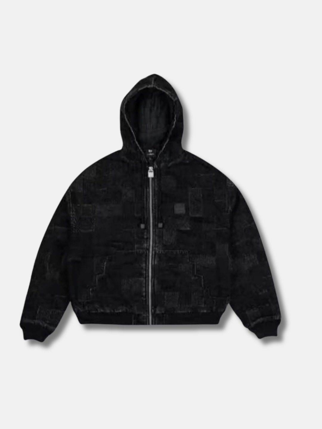 PATCHWORK DENIM HOODED JACKET