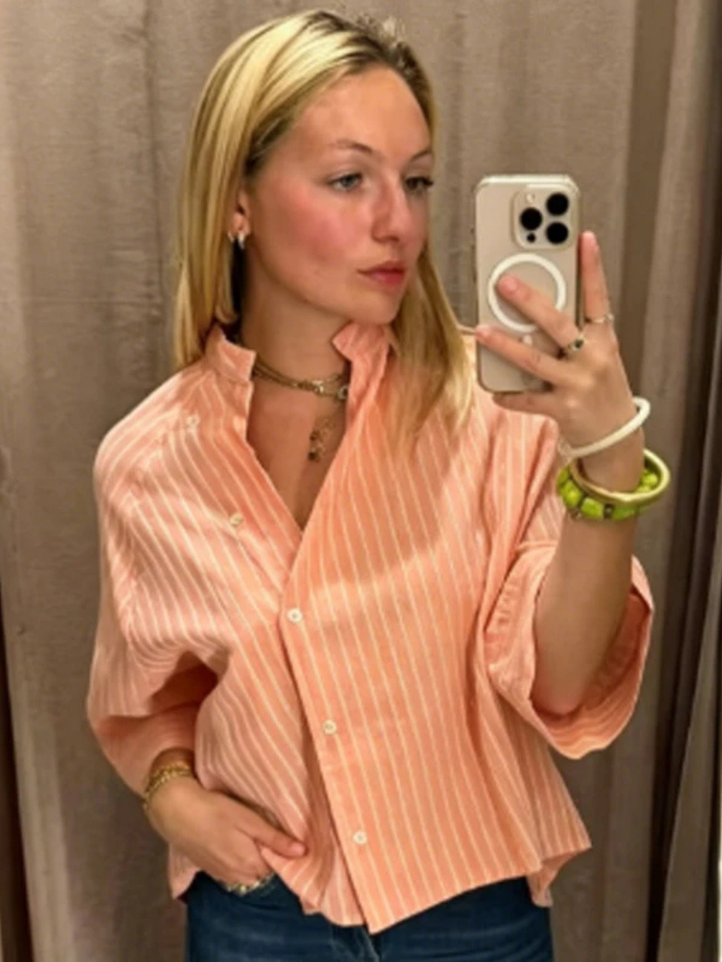 PINSTRIPE CROPPED SHIRT