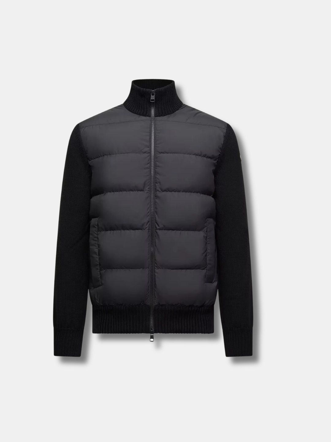 KNIT SLEEVE PUFFER ZIP JACKET