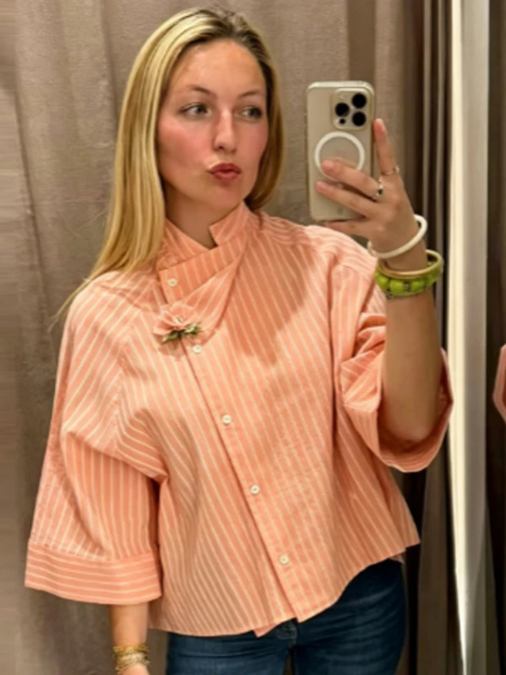 PINSTRIPE CROPPED SHIRT