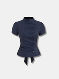 PINSTRIPE TIE-HEM TOP