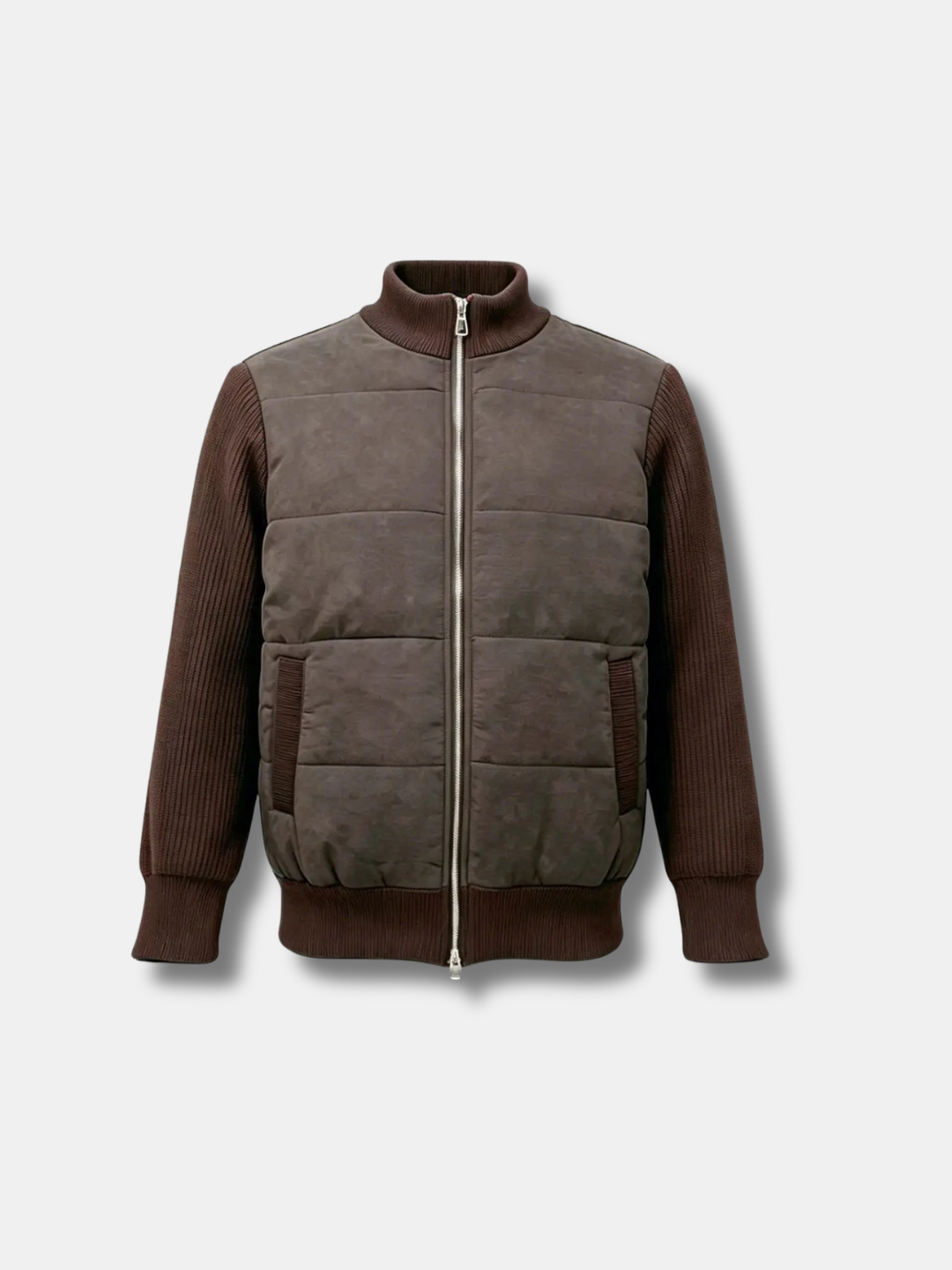 SUEDE PUFFER KNIT JACKET