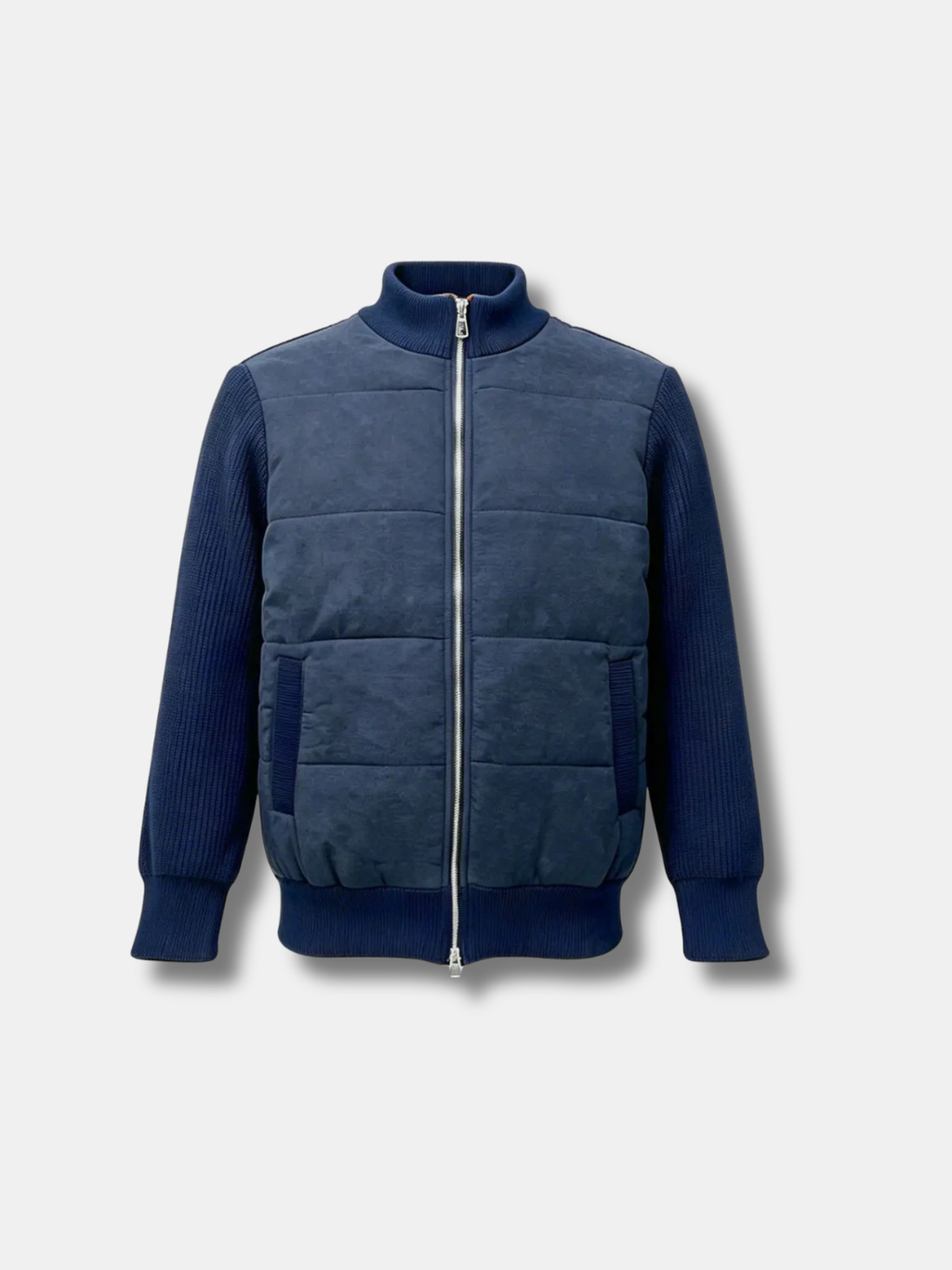 SUEDE PUFFER KNIT JACKET