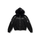 FUR TRIM ZIP HOODIE