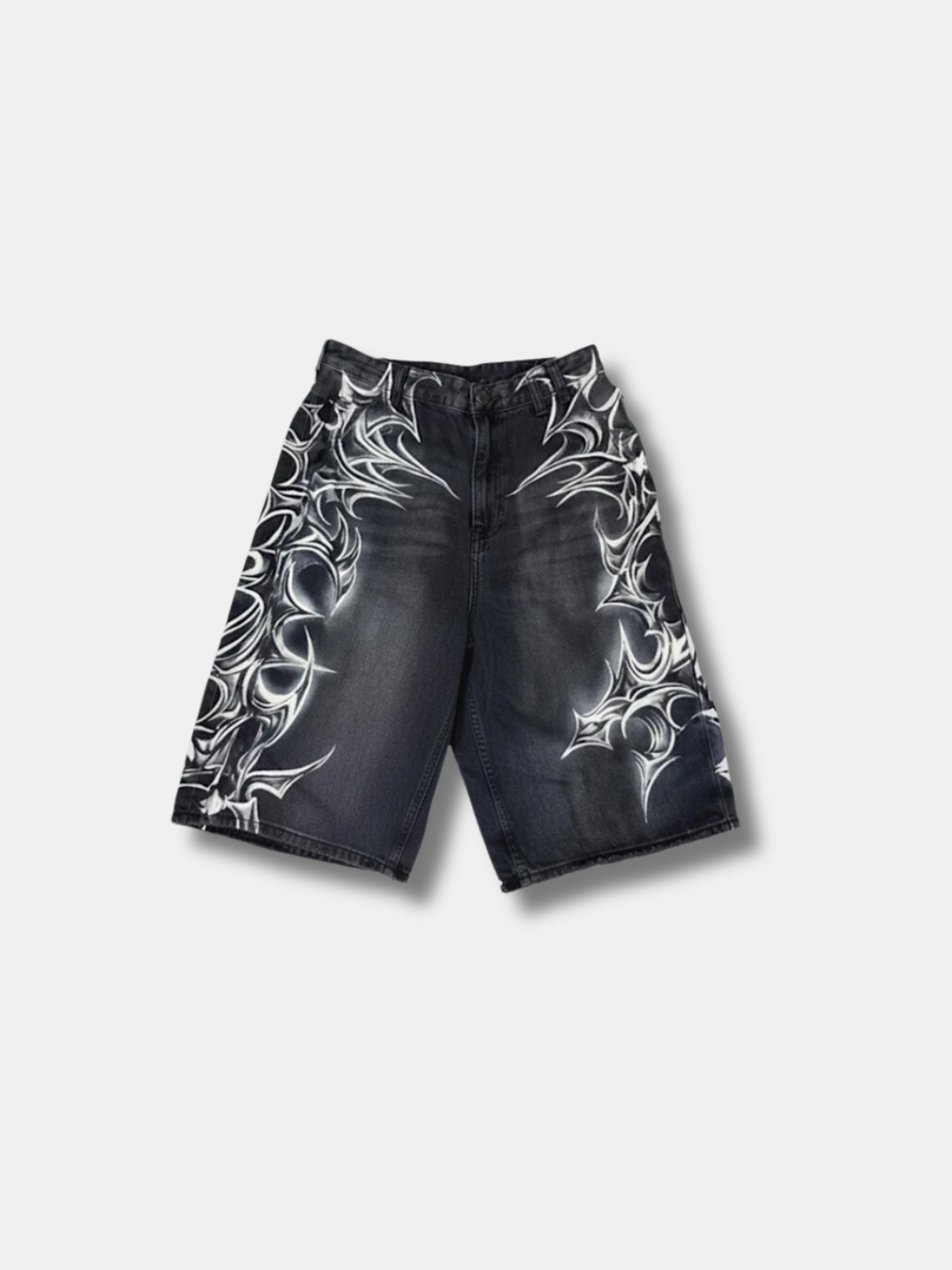 TRIBAL PRINT DENIM SHORTS