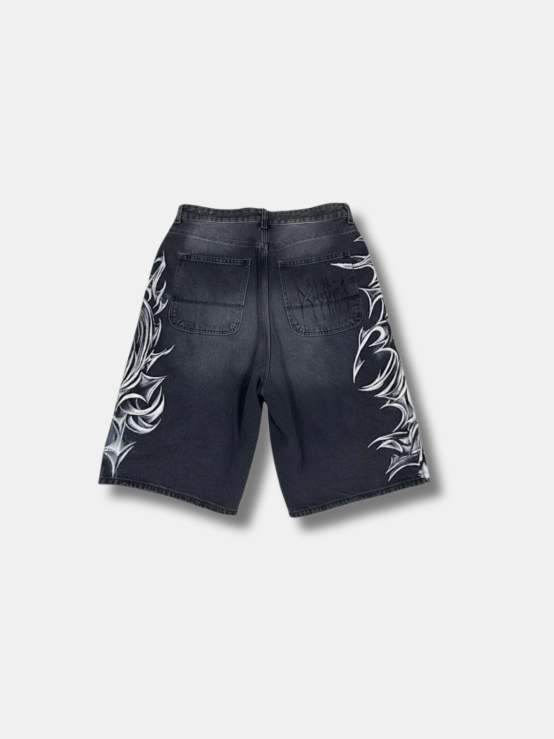 TRIBAL PRINT DENIM SHORTS