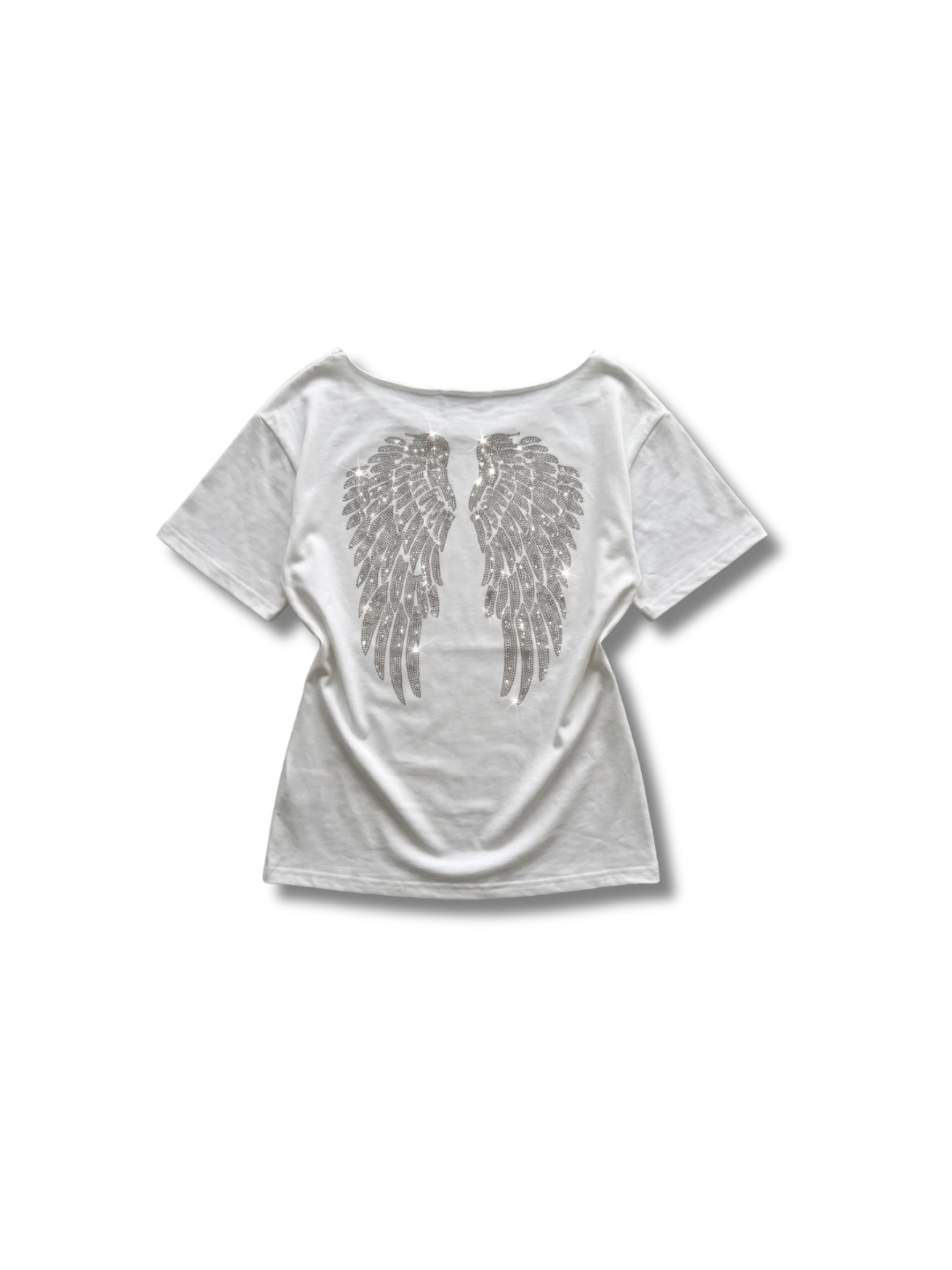 RHINESTONE WINGS BACK TEE