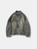 WASHED DENIM MOTO JACKET