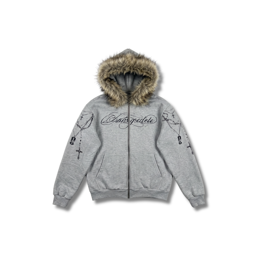 FUR TRIM ZIP HOODIE