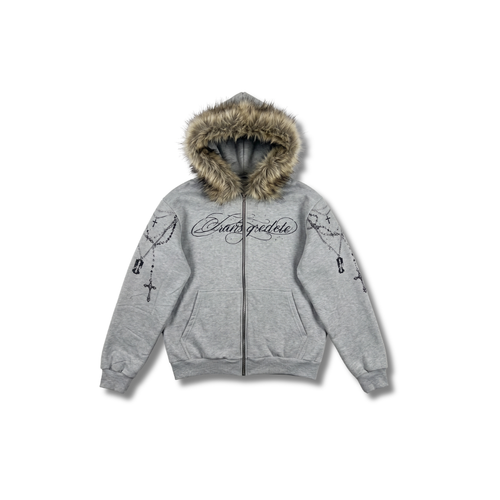 FUR TRIM ZIP HOODIE