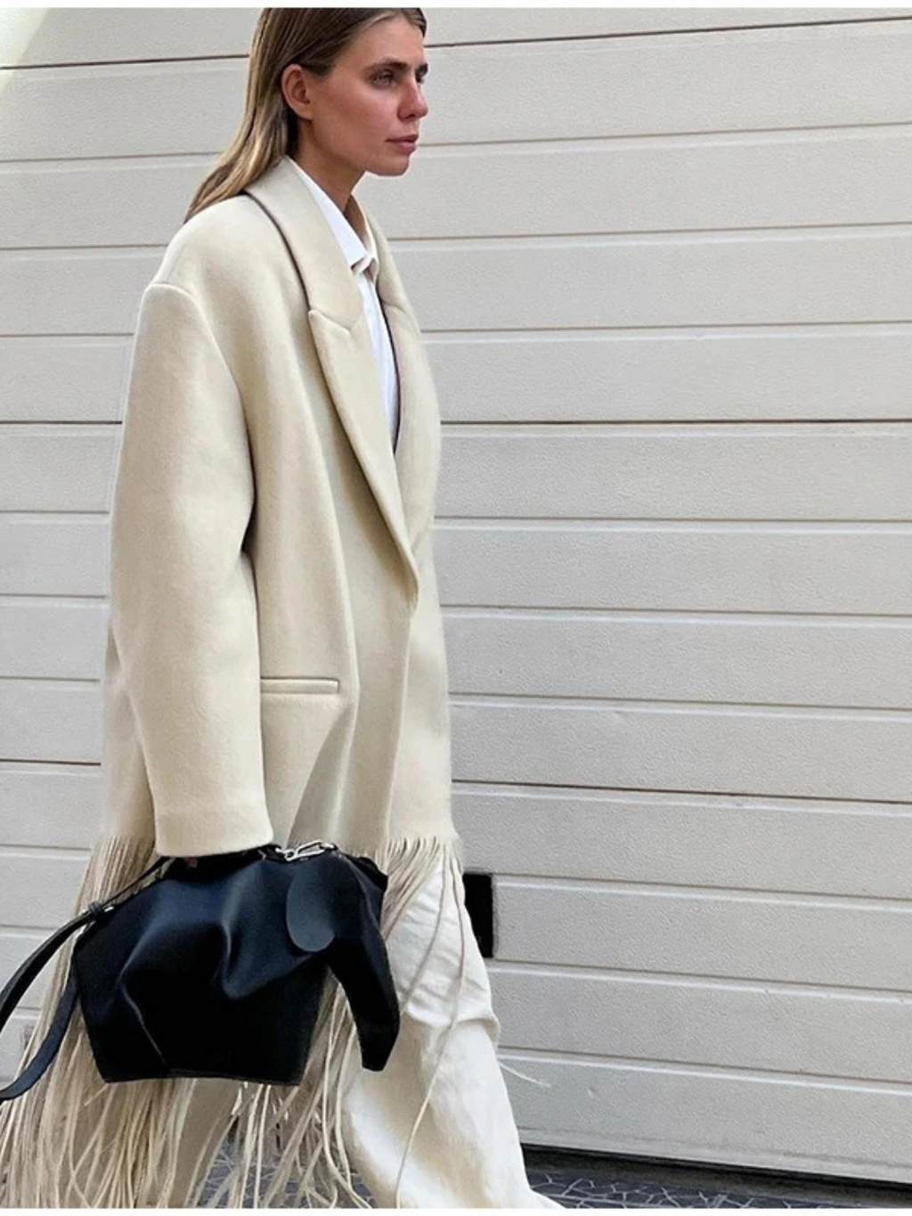 FRINGE HEM LONGLINE COAT