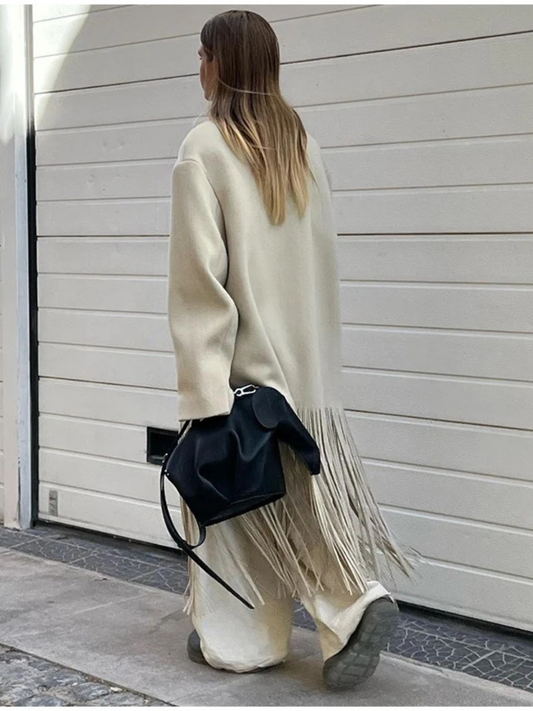 FRINGE HEM LONGLINE COAT