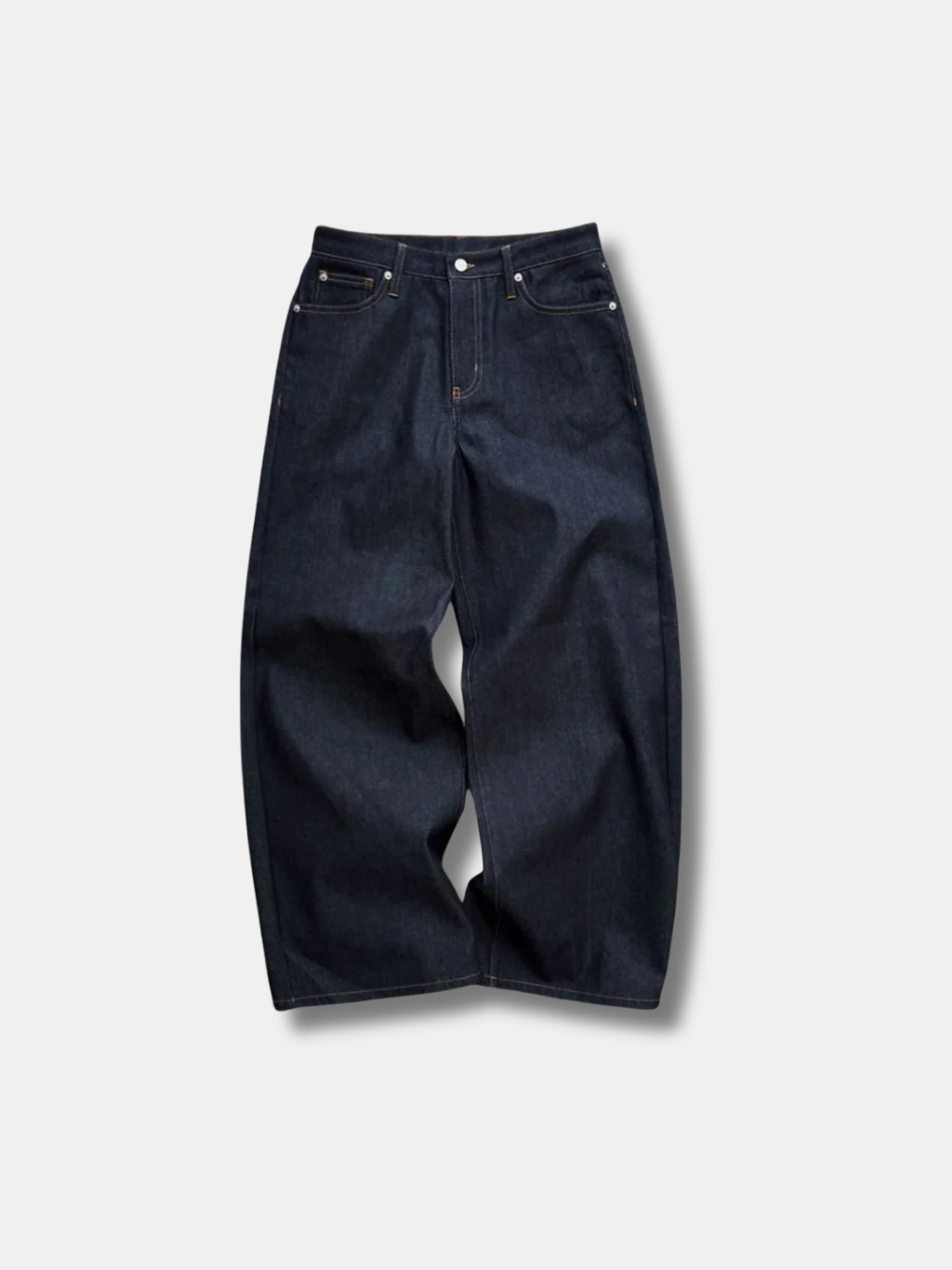 BARREL LEG RAW DENIM JEANS