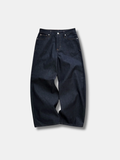 BARREL LEG RAW DENIM JEANS