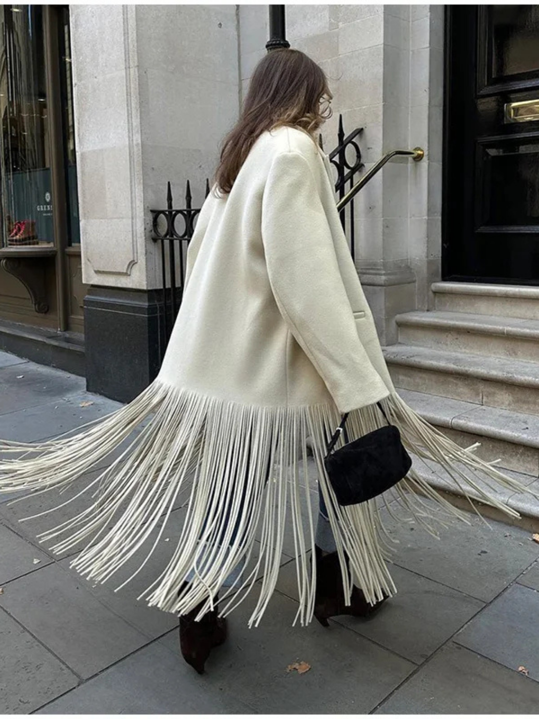 FRINGE HEM LONGLINE COAT