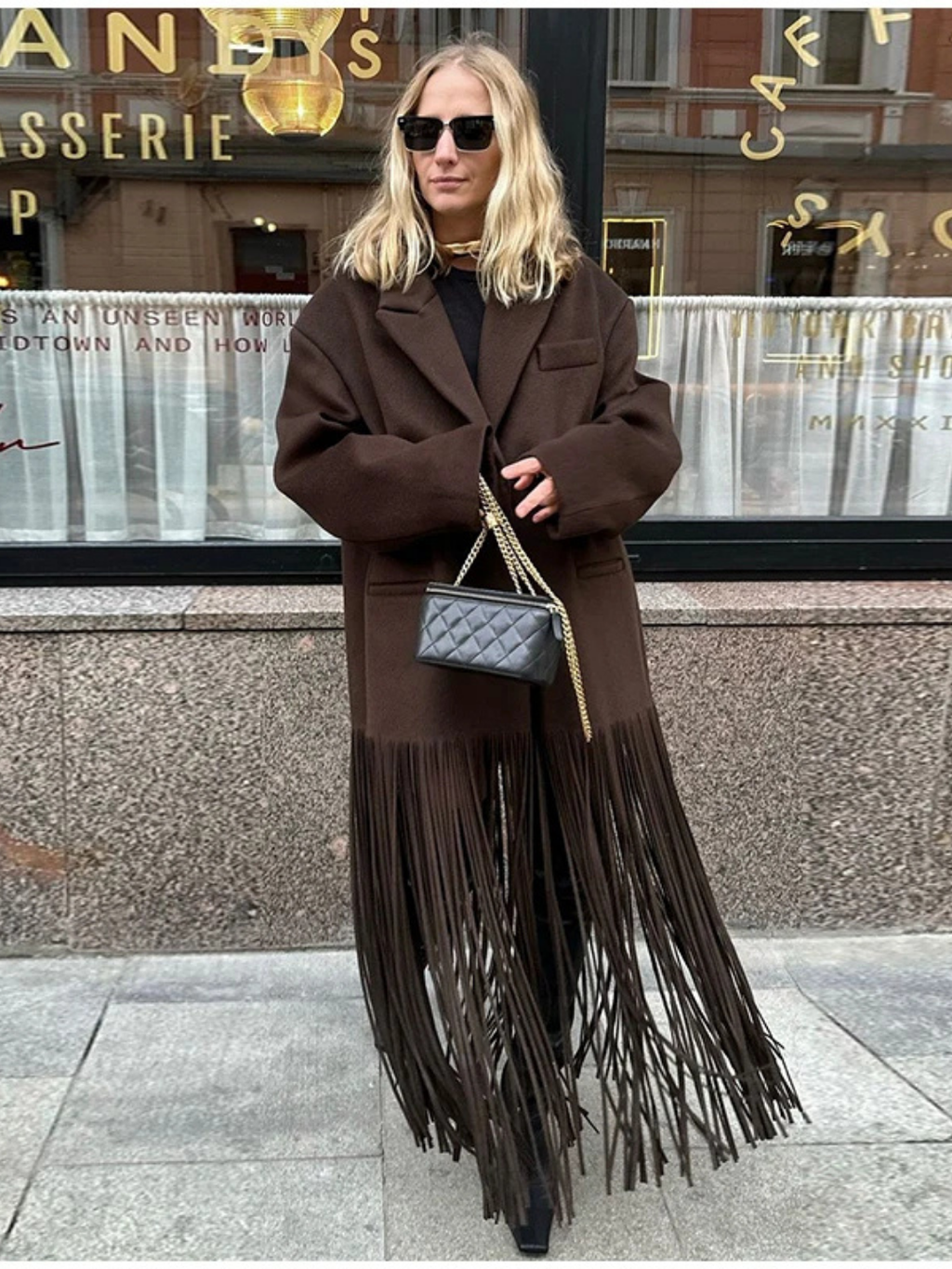 FRINGE HEM LONGLINE COAT