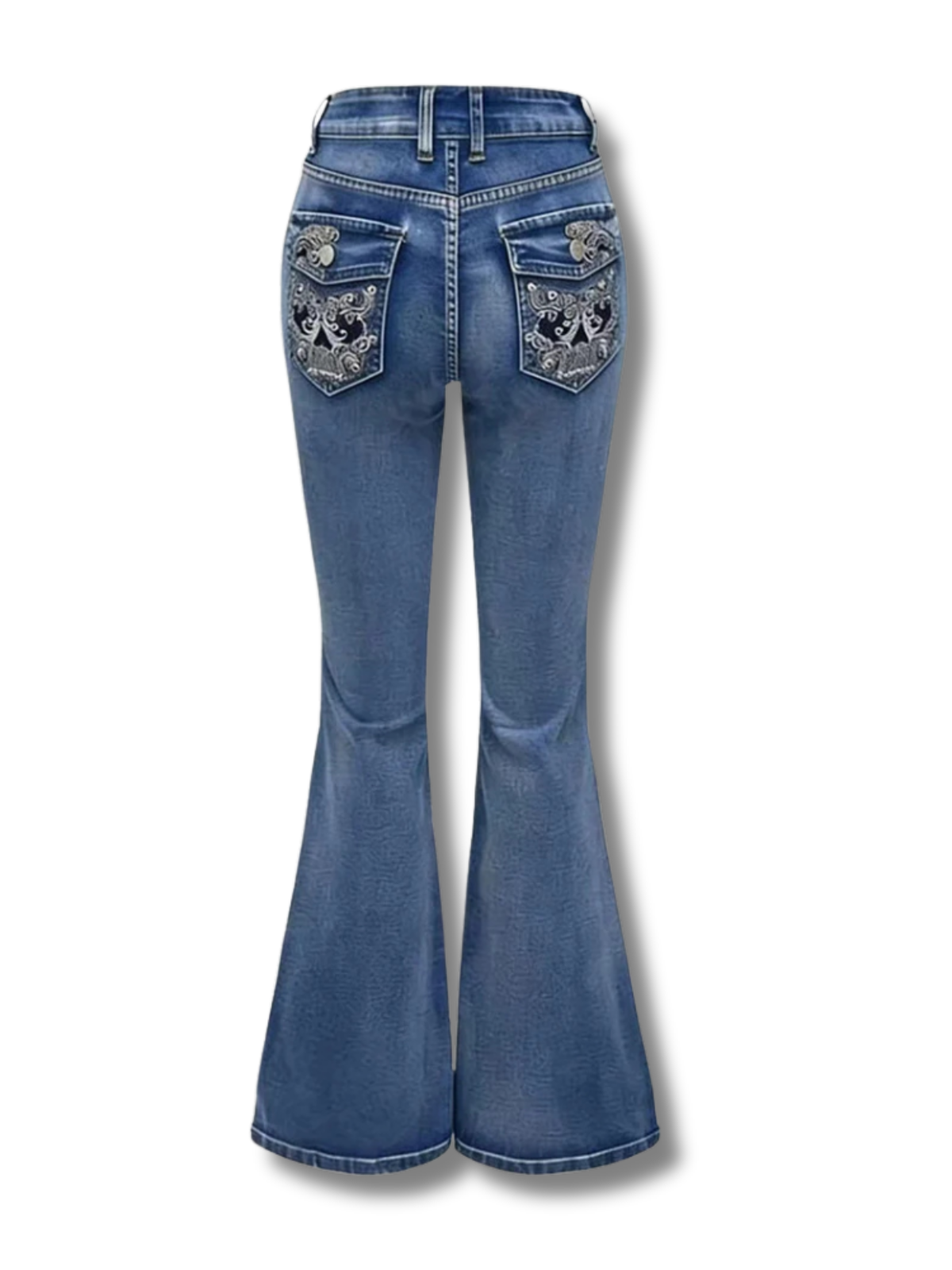 SCROLL POCKET FLARE JEANS