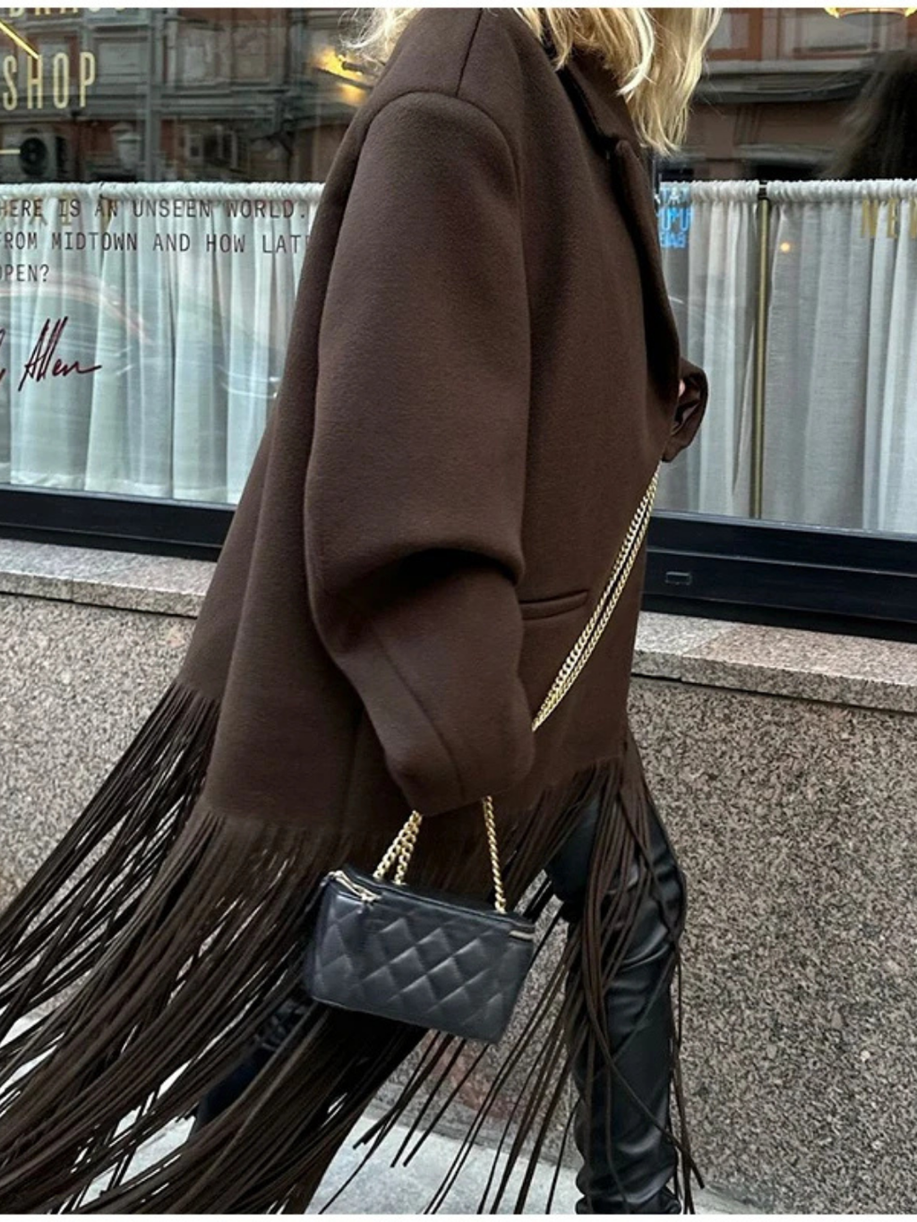 FRINGE HEM LONGLINE COAT