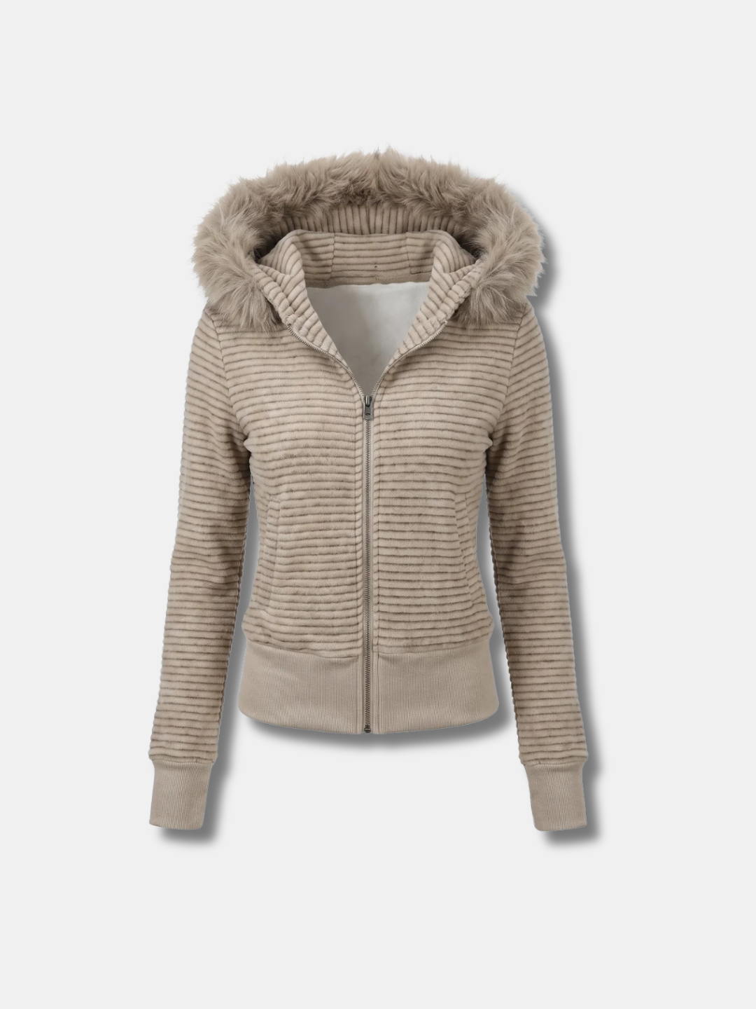 FUR TRIM ZIP HOODIE