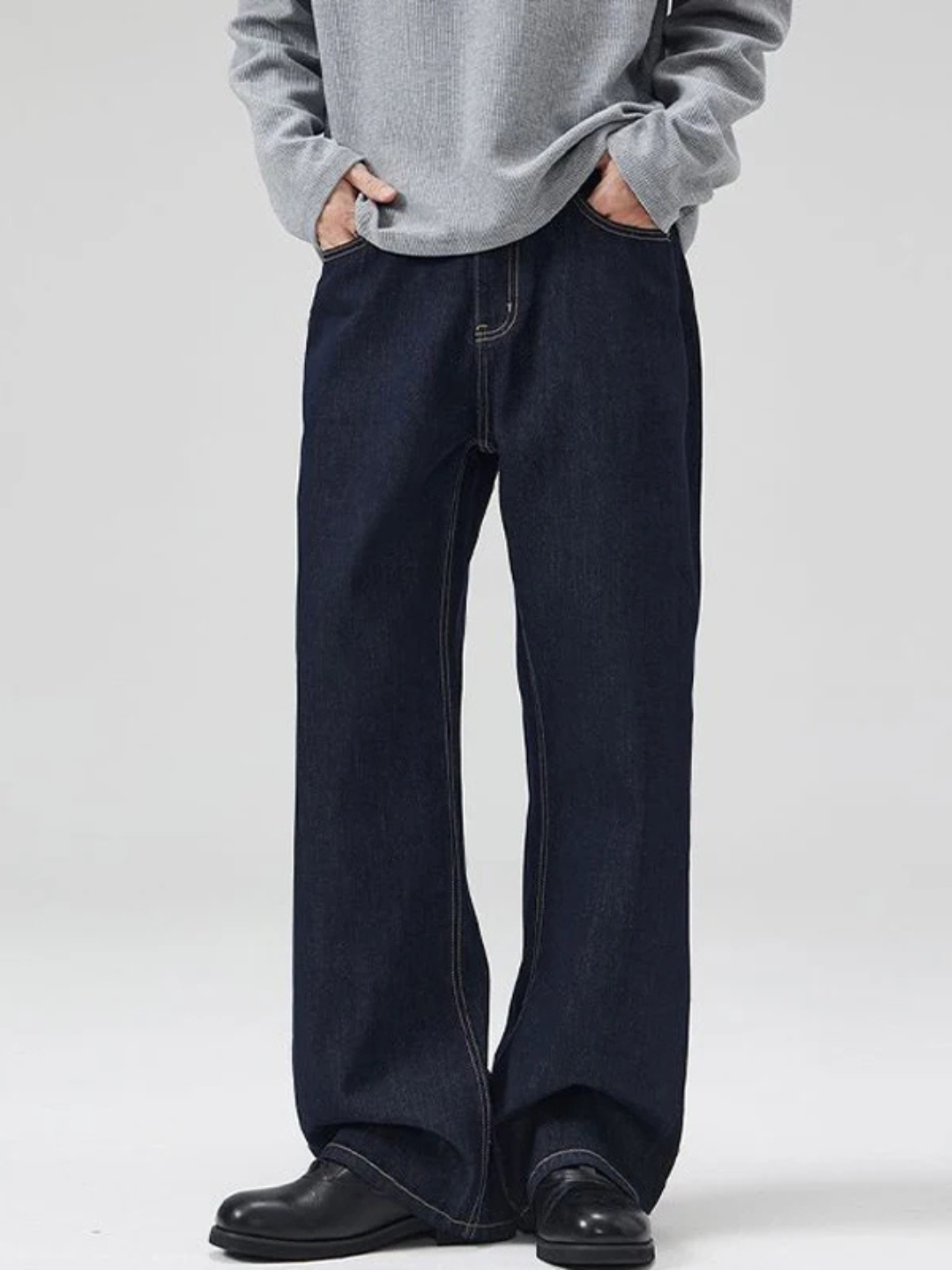 WIDE LEG RAW DENIM JEANS