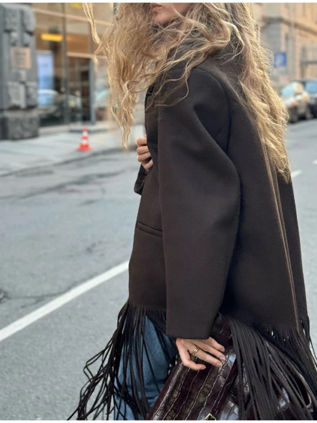 FRINGE HEM LONGLINE COAT