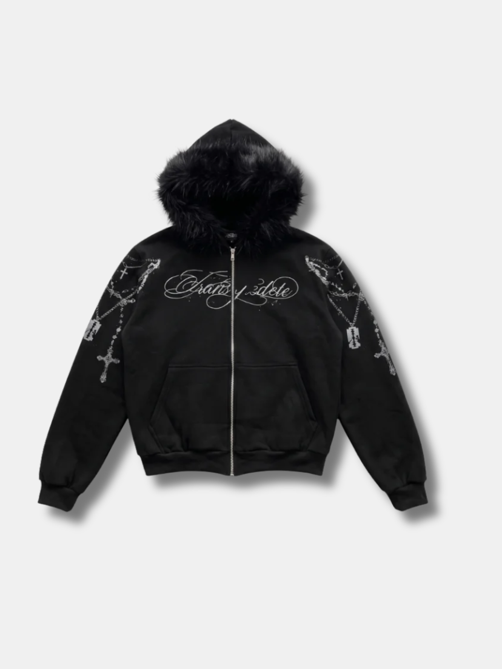 FUR TRIM ZIP HOODIE