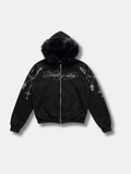 FUR TRIM ZIP HOODIE