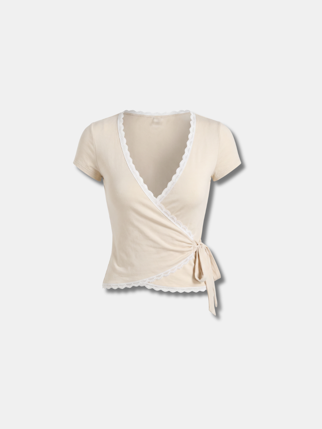 SCALLOP TRIM WRAP TOP