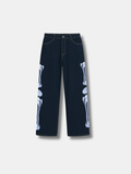 BONE PRINT WIDE LEG JEANS