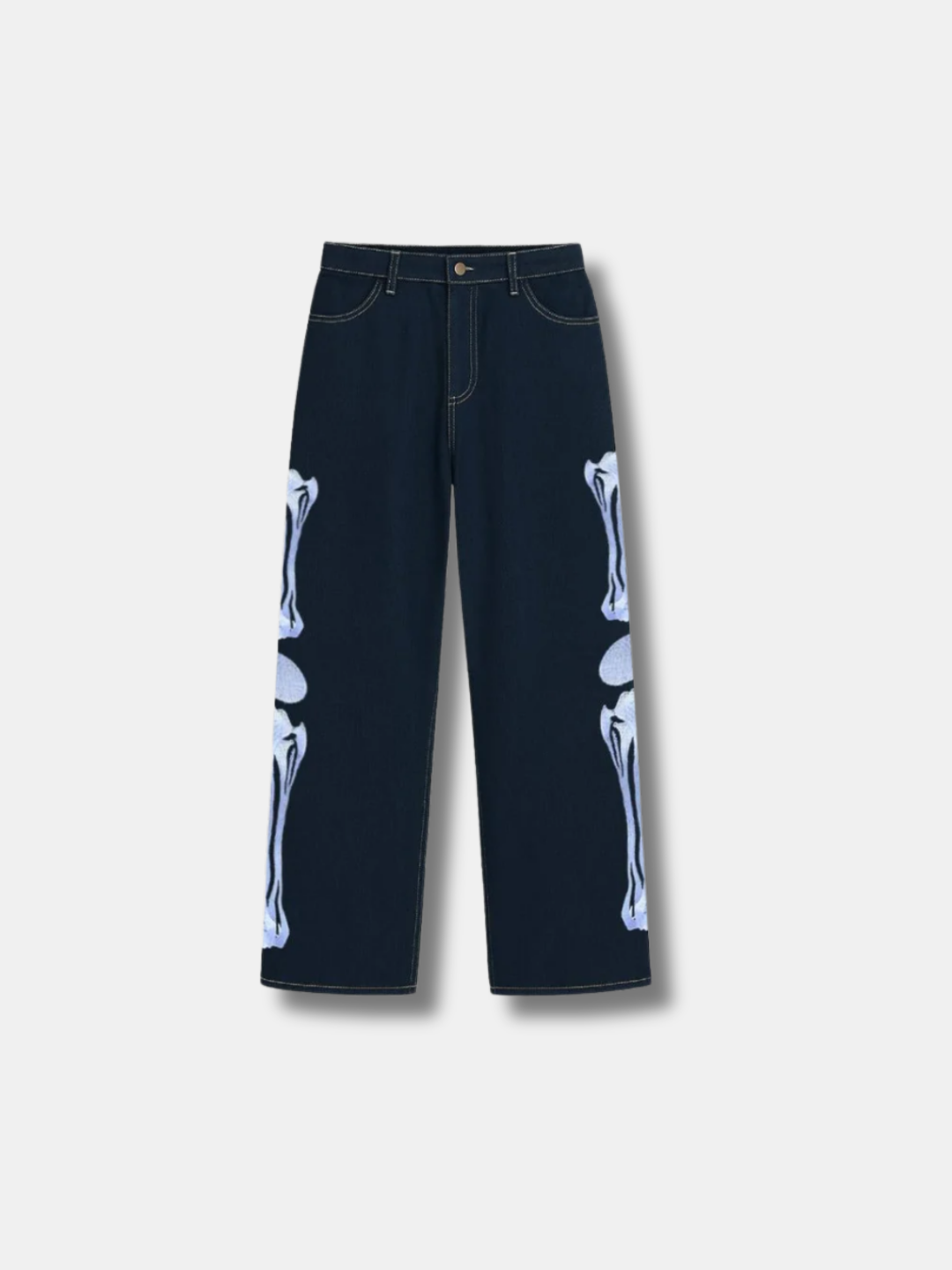 BONE PRINT WIDE LEG JEANS