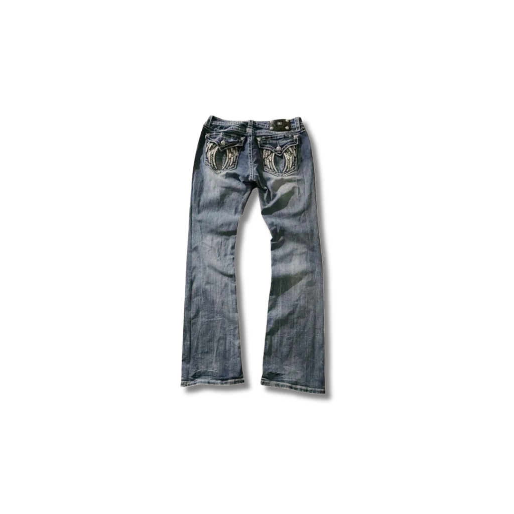 MM WING EMBROIDERY BOOTCUT JEANS