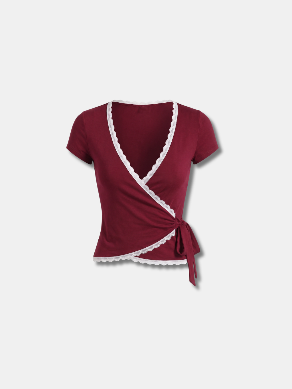 SCALLOP TRIM WRAP TOP