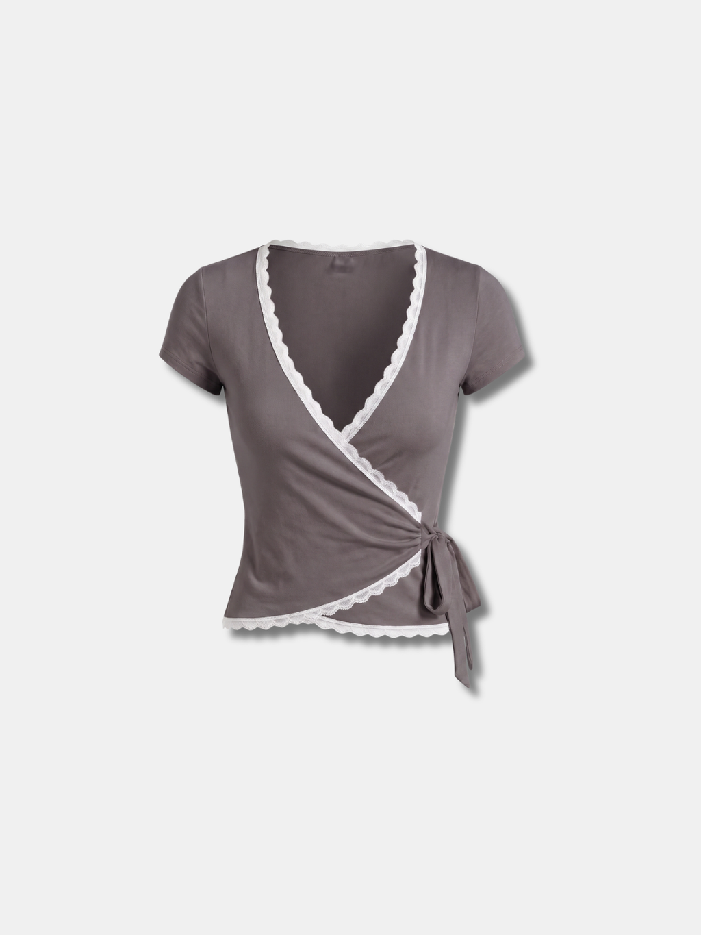 SCALLOP TRIM WRAP TOP