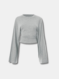 FLARE SLEEVE RUCHED CROP TOP