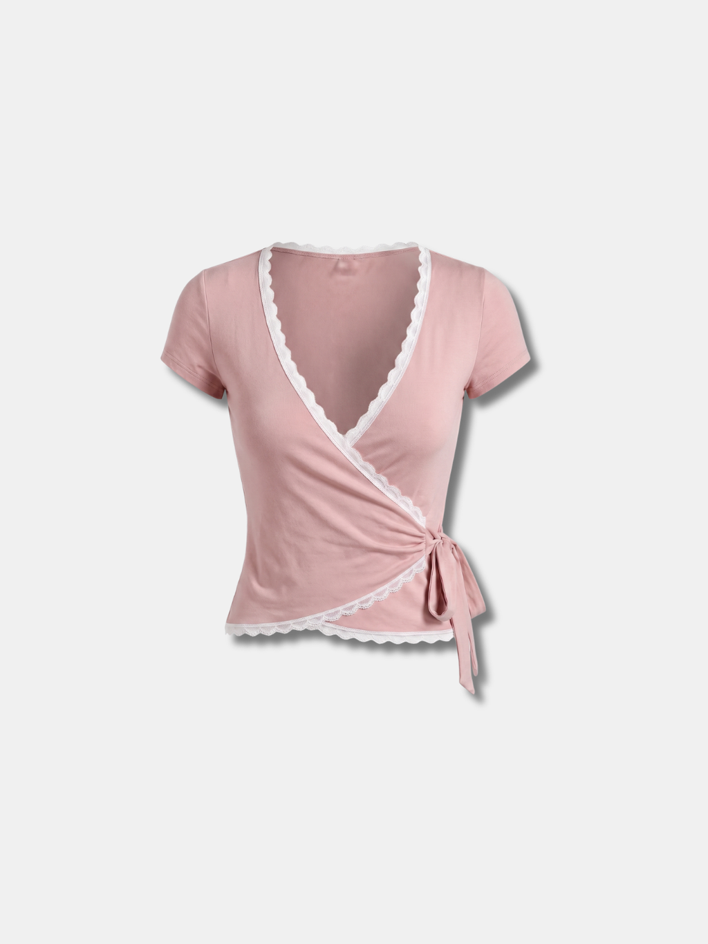 SCALLOP TRIM WRAP TOP