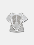 RHINESTONE WINGS BACK TEE