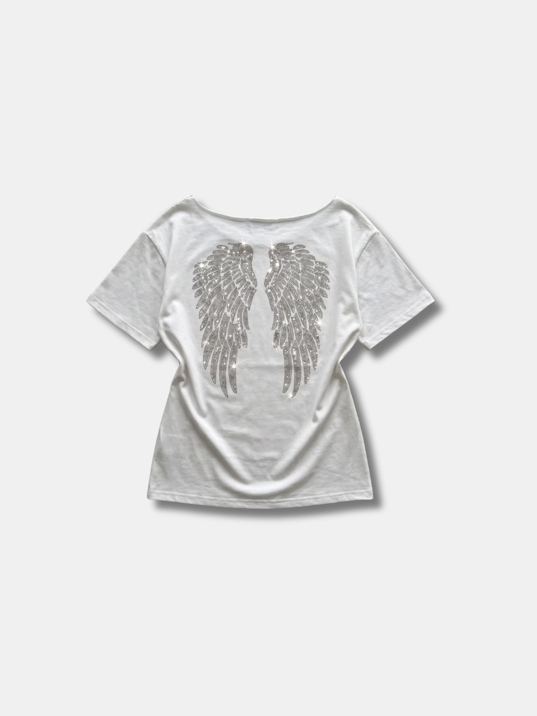 RHINESTONE WINGS BACK TEE