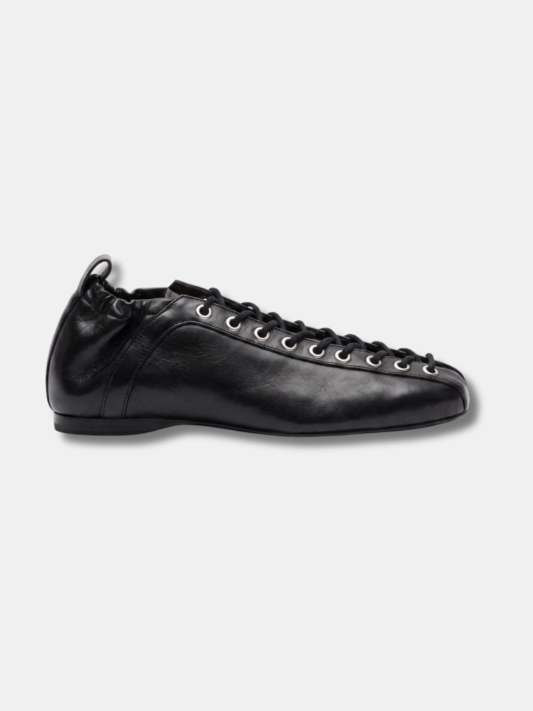 LACE-UP LEATHER BALLET FLAT