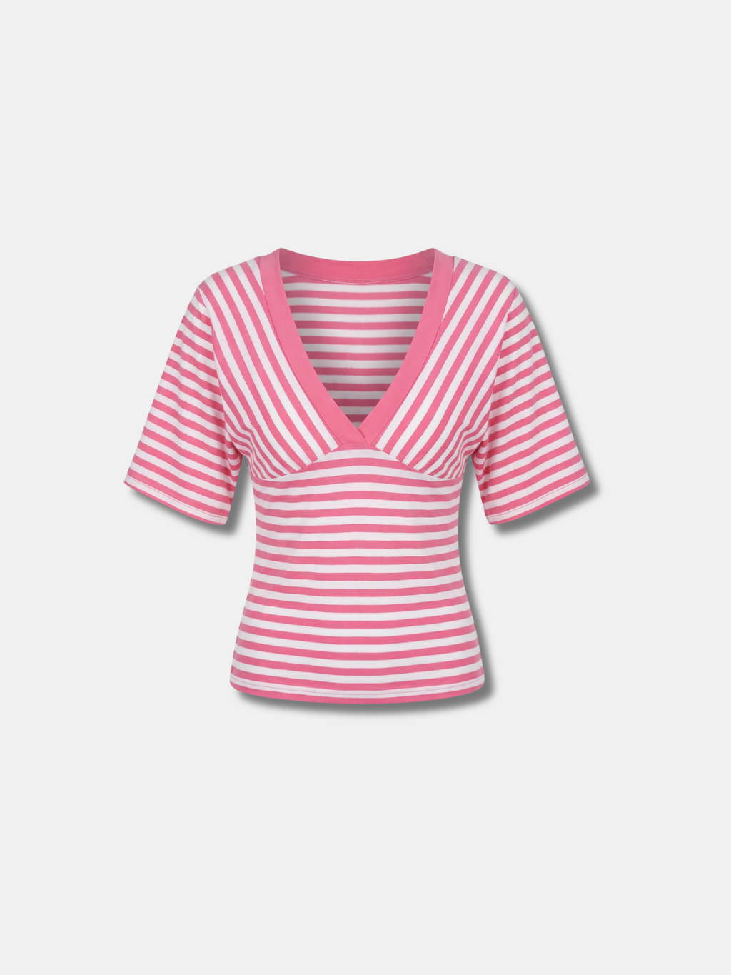 STRIPED V-NECK FITTED TOP