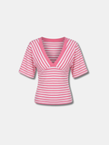 STRIPED V-NECK FITTED TOP