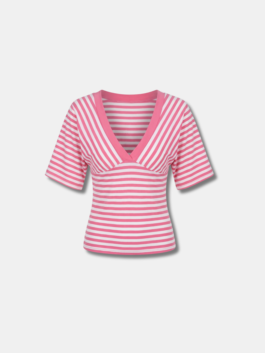 STRIPED V-NECK FITTED TOP