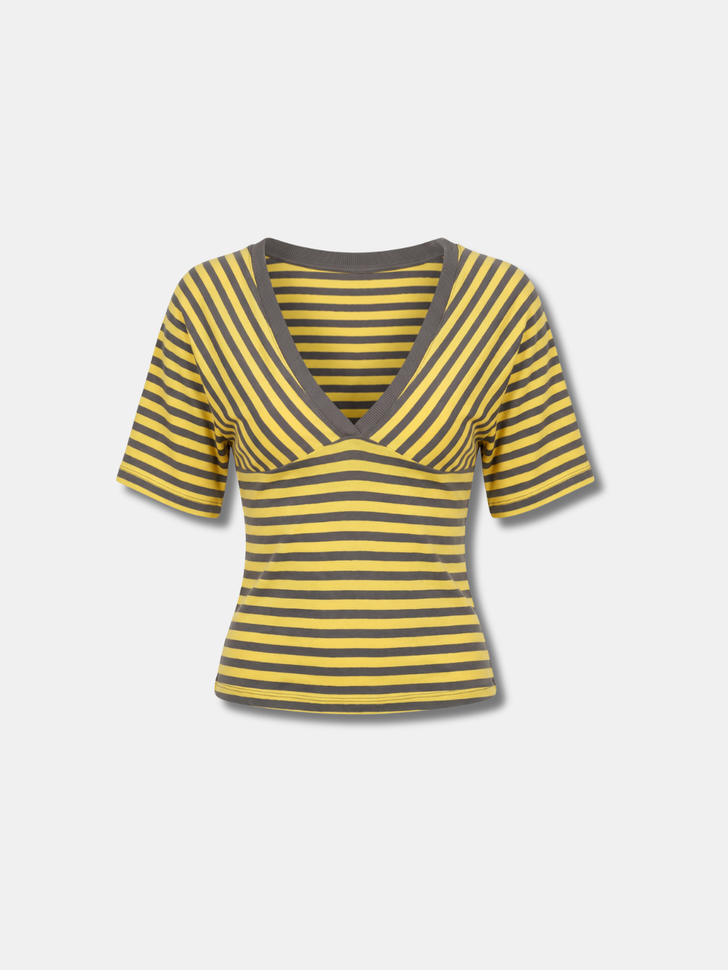 STRIPED V-NECK FITTED TOP
