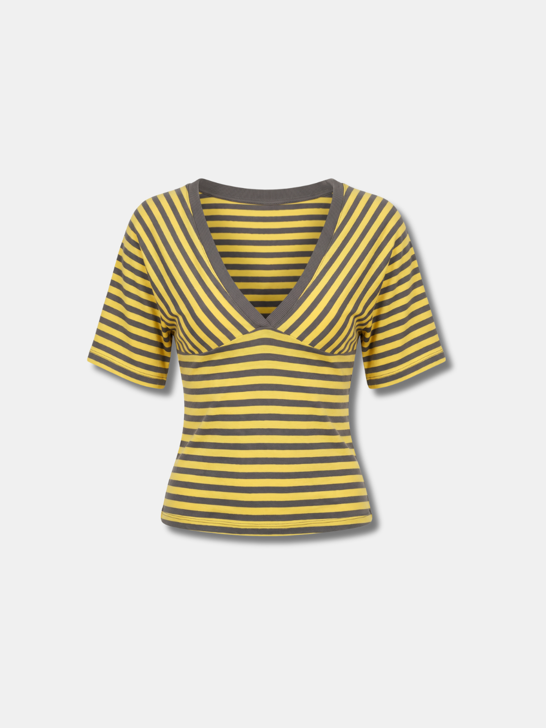STRIPED V-NECK FITTED TOP