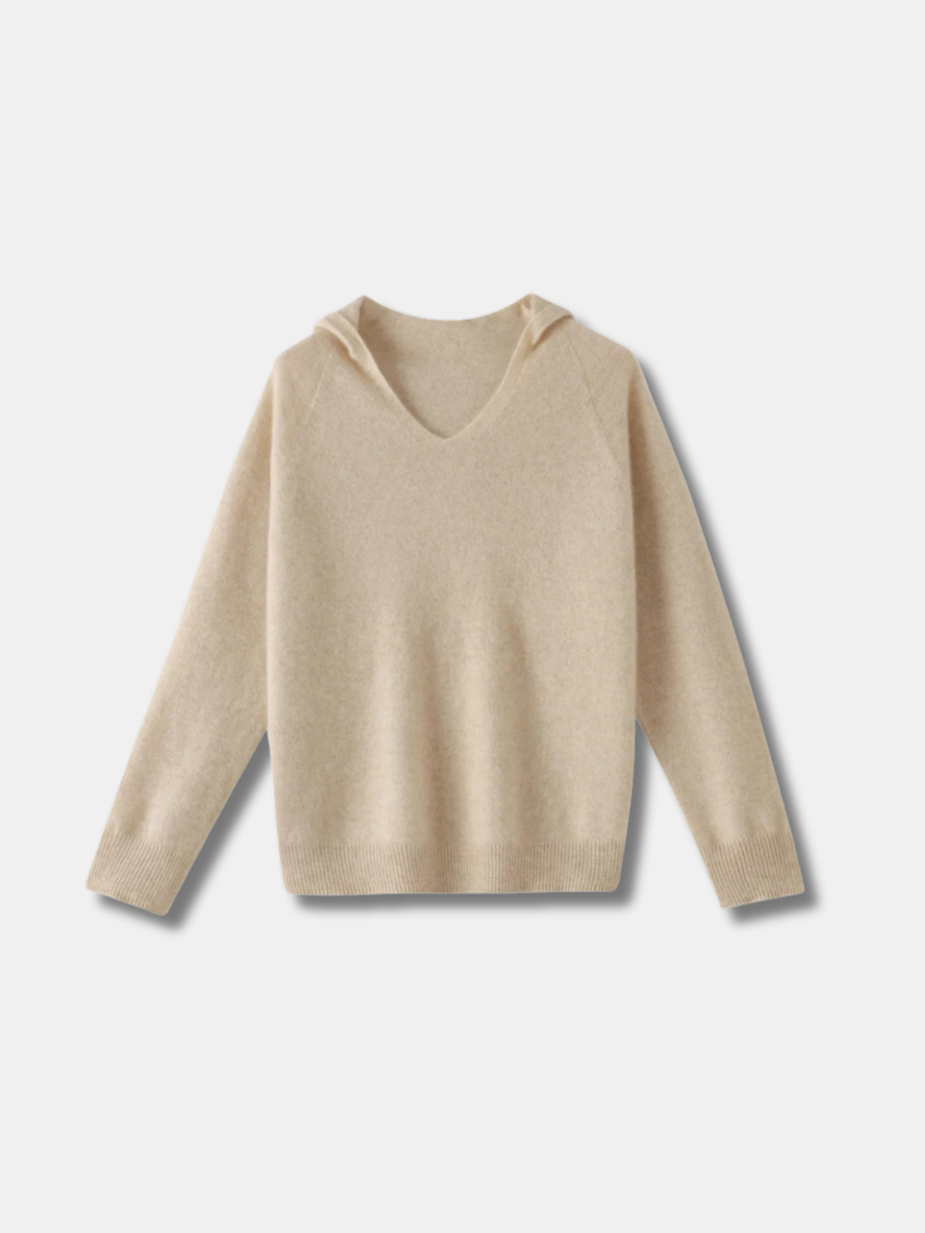 V-NECK HOODED KNIT SWEATER